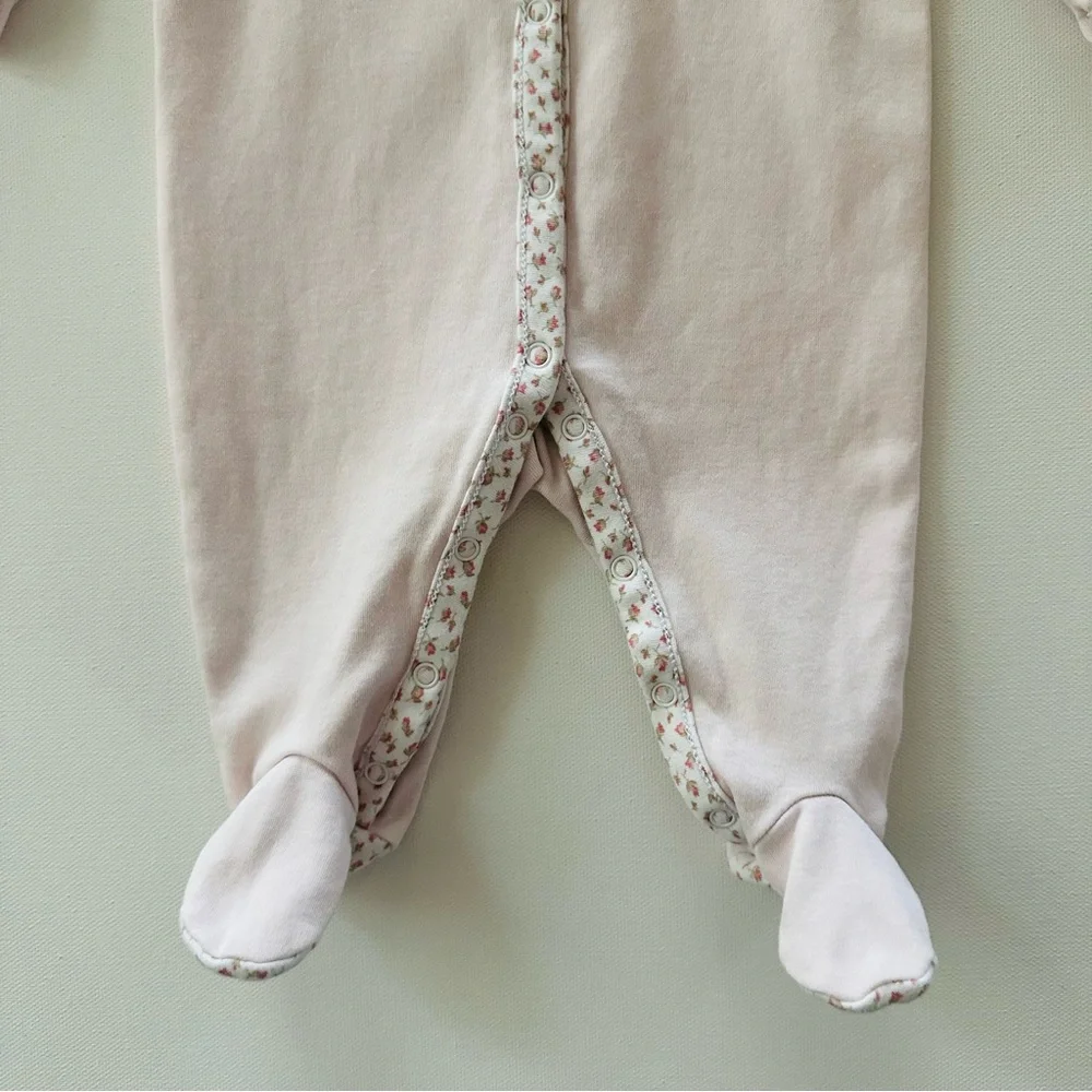 Ralph Lauren 3 Months Baby Girl Pink Footie Floral Trim One Piece